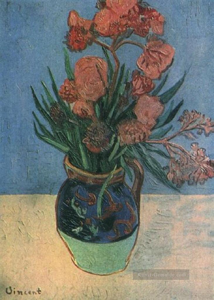 Stillleben Vase mit Oleandern Vincent van Gogh impressionistische Blumen Ölgemälde